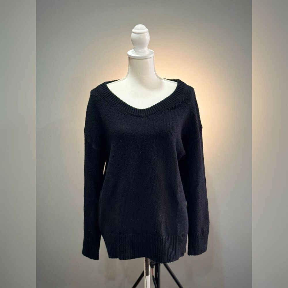 Black Old Navy Tunic Length V-Neck Cotton Sweater Size S EUC